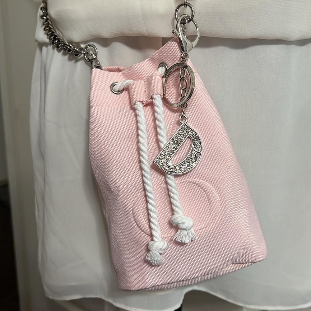 New! Dior Beauty Drawstring Pink Pouch with Crossbody Strap and Charm - Picture 15 of 15